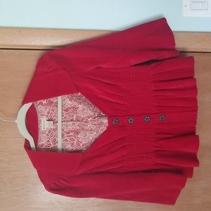 Anthropologie Red Blazer with Lace Back
